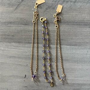 Judith Bright 3 Gold Bracelets with Amethyst Stones